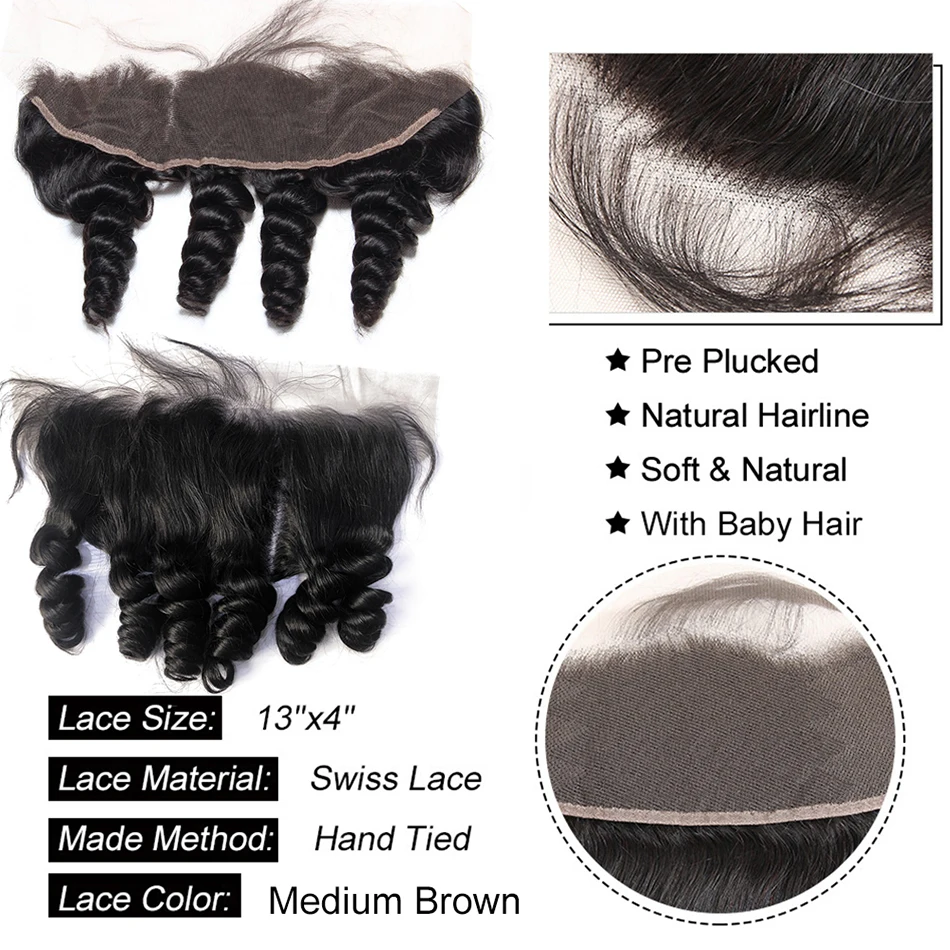 Loose Wave Bundles With Frontal Closure Brazilian Human Hair Weave Bundles With Closure Hair Extensions 3 Bundles With Closure