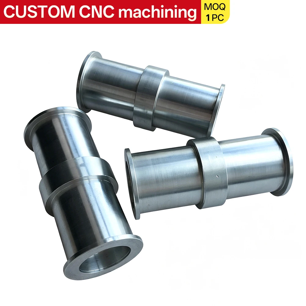 Custom CNC-machined stainless steel precision fittings: non-standard hardware components with internal and external threads