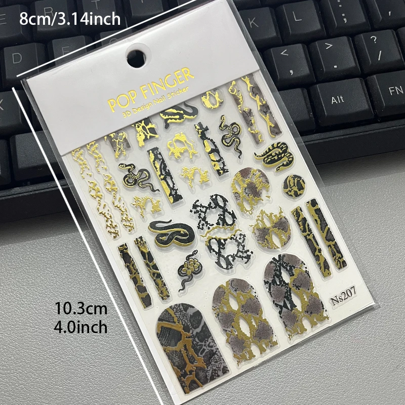 1pcs Sexy Snake Leopard Nail Art Self-adhesive Stickers Decals Animal Charm DIY Full Wrap Slider Manicure Decoration
