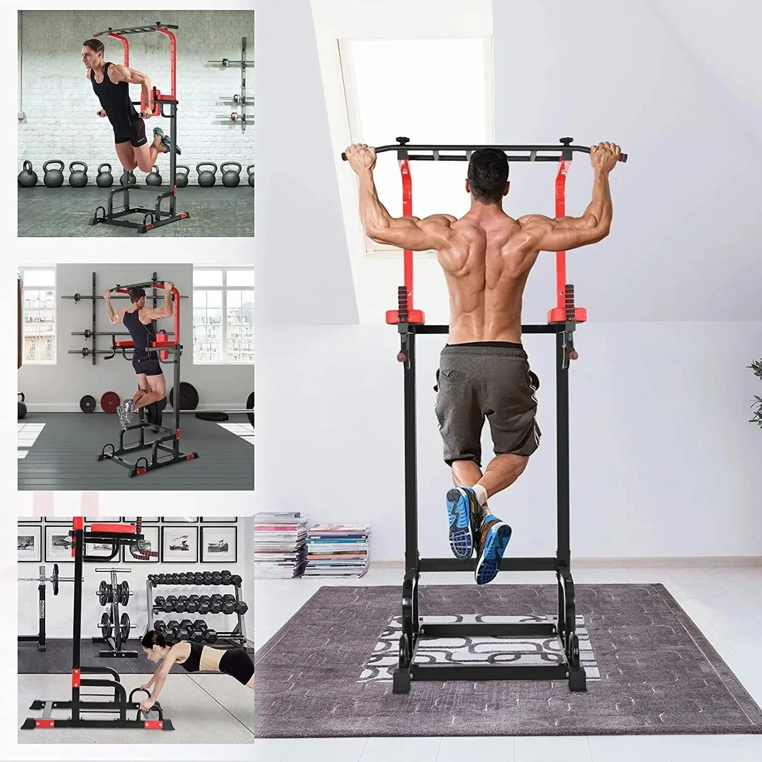 Power Tower Pull Up Bar Sterkte Bodybuilding Staande 200kg Trainingsapparatuur Ultifunctioneel Dip Station Home Fitness - afbeelding 2