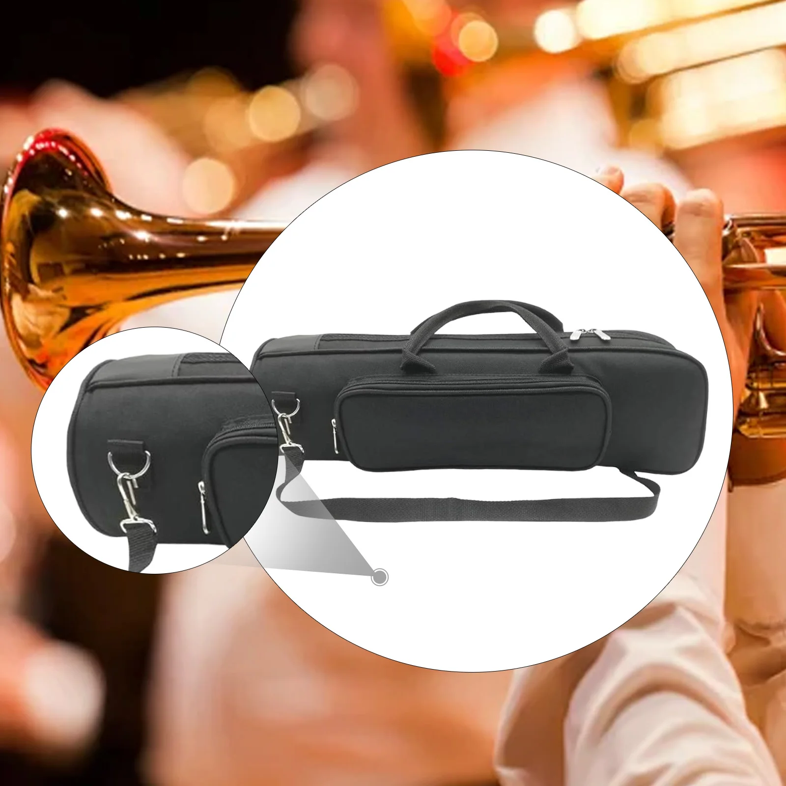 حقيبة بوق احترافية خفيفة الوزن ومبطنة مع مقصورات مخصصة سهلة الحمل وحماية كاملة للموسيقيين