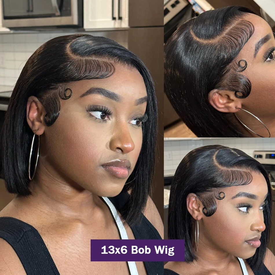 Wigirl 14 inch Straight Lace Front Wig Brazilian Short Bob Human Hair Wigs For Black Women 5x5 Closure Wig 13x4 Lace Frontal Wig