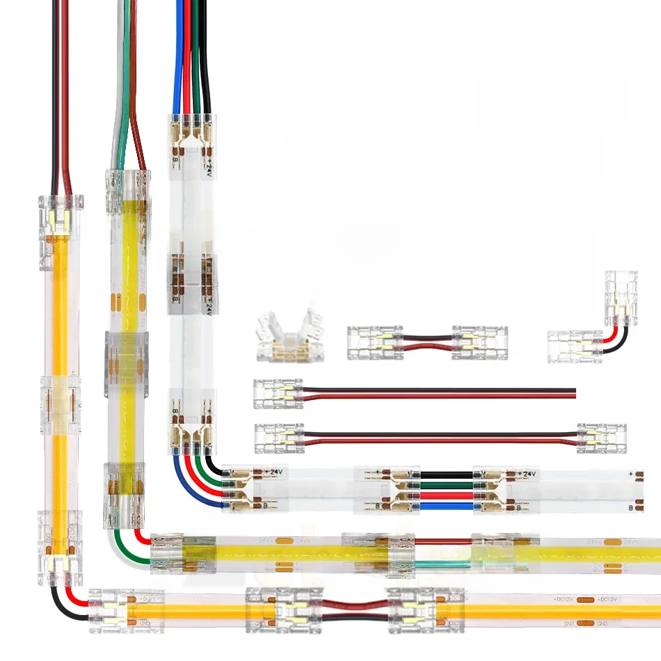 5 Stück 2Pin 3Pin 4Pin COB LED-Anschlussstreifen zum Streifen Schnellverbindungskabel Kein dunkler Bereich für FOB Flexibles 2 3 4 Pin Beleuchtungsband