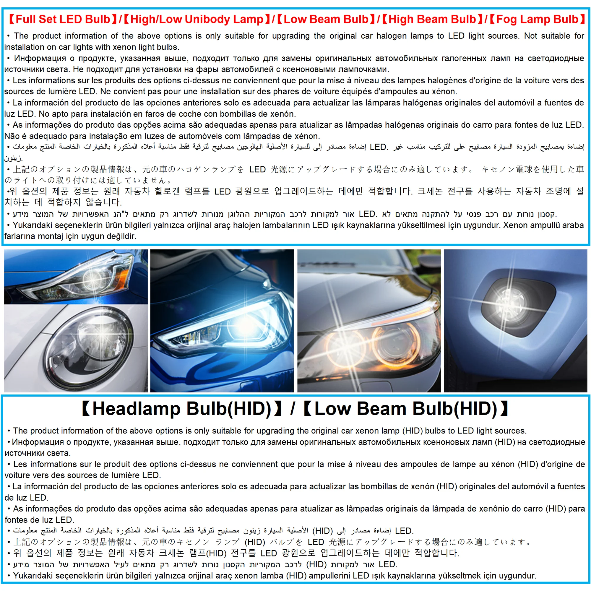 YnFom For Subaru Legacy B4 (BE,BH) 1998-2003 Special LED Headlight Bulbs Kit For Low Beam,High Beam,Fog LampCar Accessories