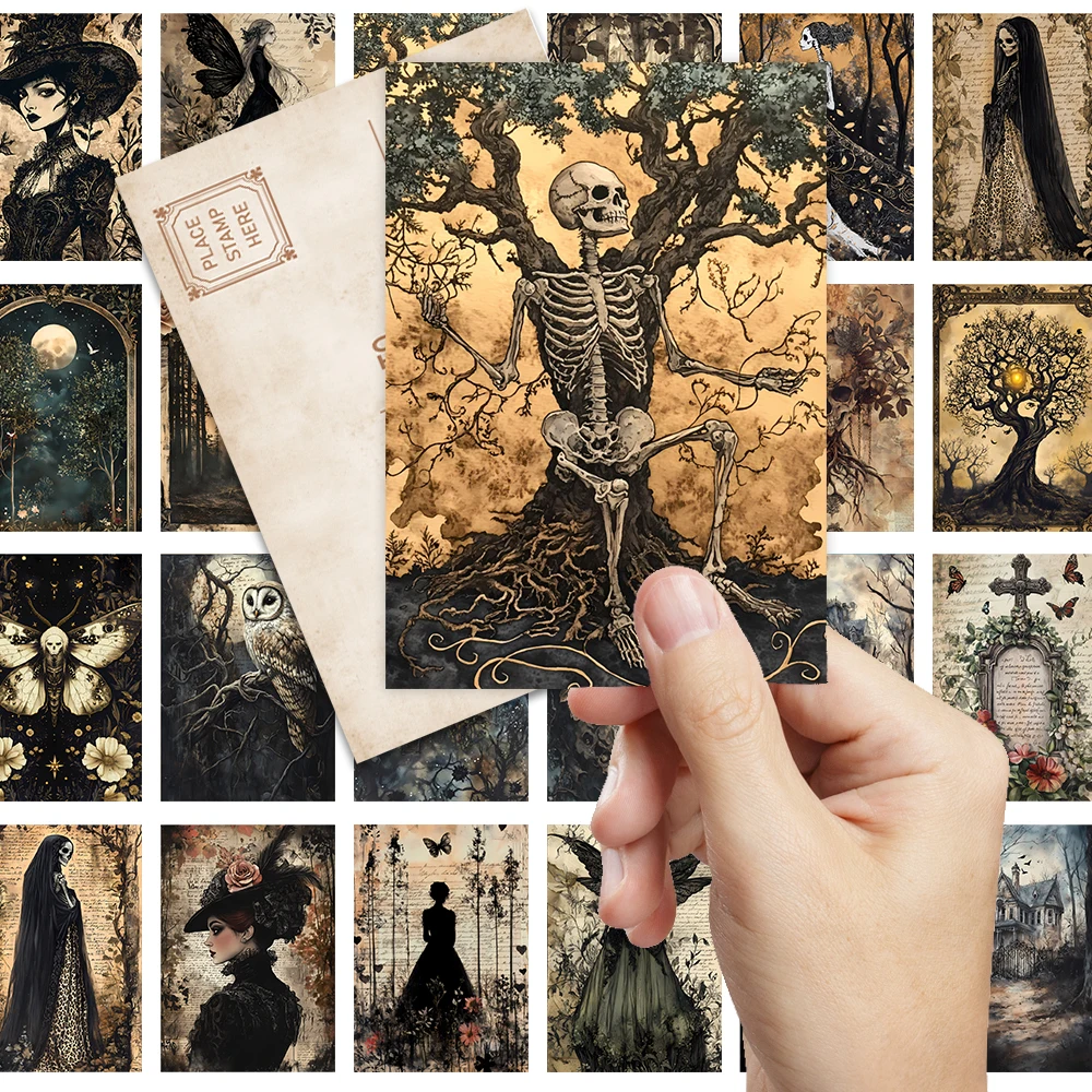 32 Stück, Vintage-Halloween-Postkarten, Totenköpfe, Wölfe, Geburtstags-/Jubiläumsgeschenke, Sammlerstück, verschenkbar und verschickt