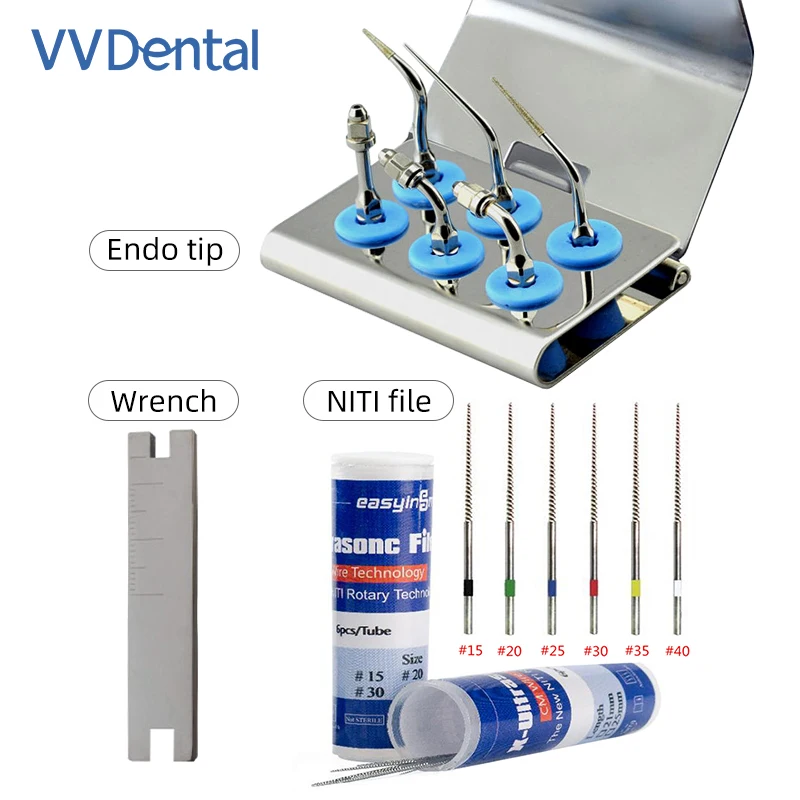 

VV Endo Kit Endodontic Root Canal Tip Teeth Cleaning for EMS WOODPECKER Dental Scaler Ultrasonic Piezo Scaler Endo Tips