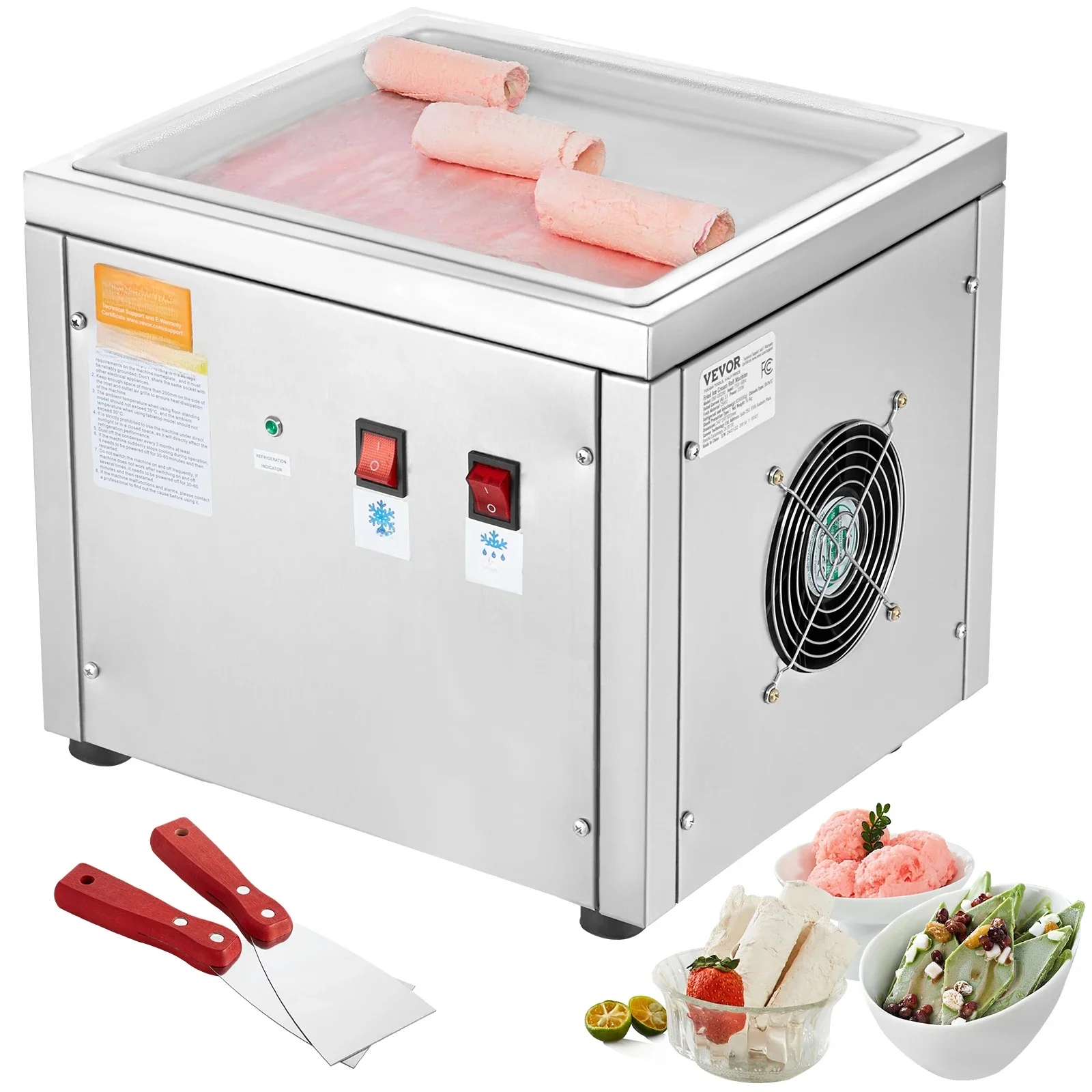 SucceBuy Gebakken ijsrolmachine Roestvrijstalen gerolde ijsmachine met compressor voor het maken van ijs Bevroren yoghurt - afbeelding 2
