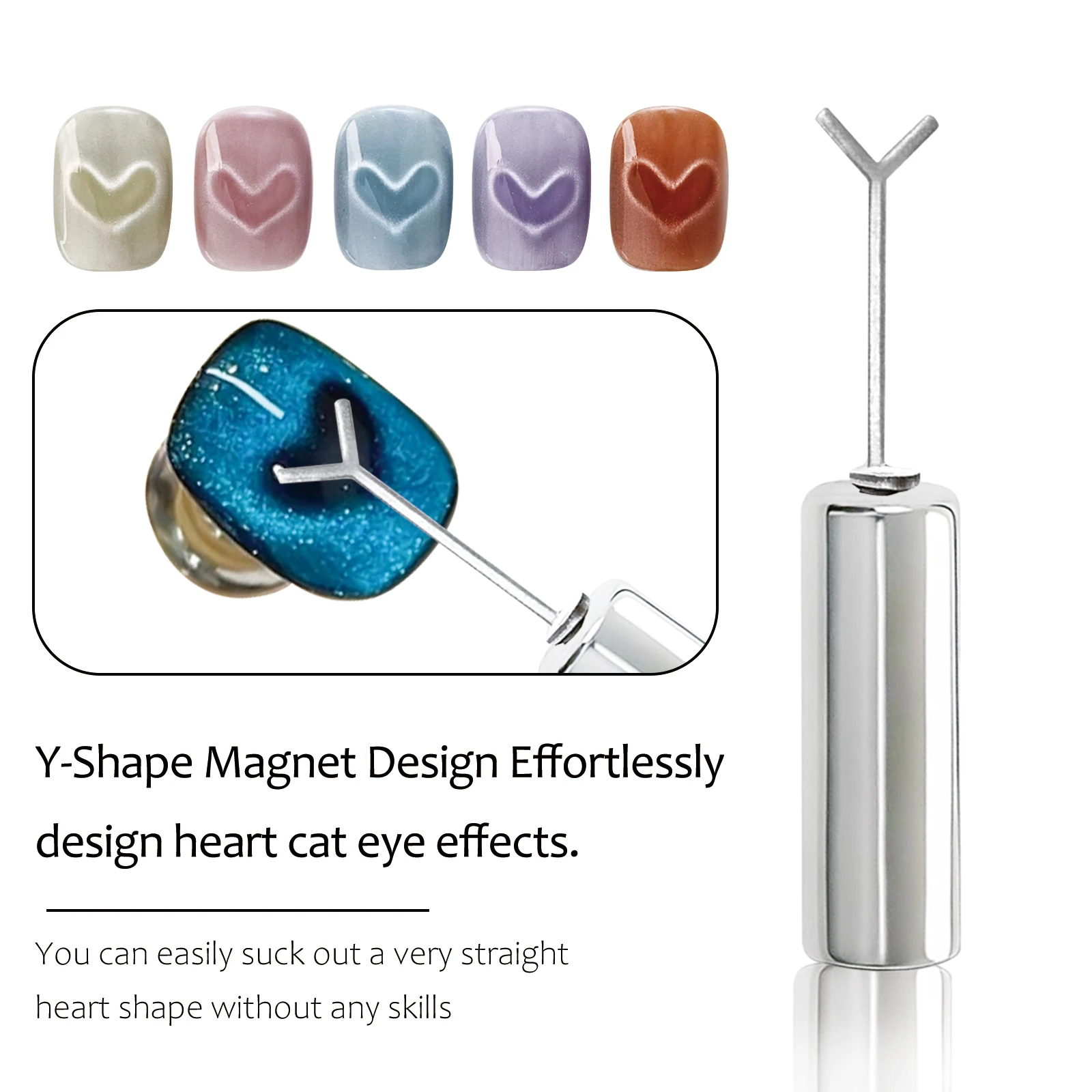 Nail Art Magnet Set Gevouwen Oor Konijn Kat Beer Cat Eye Magneet Stok Sterke Hartvormige Magneet Voor DIY Gel Polish Magnetisch Gereedschap