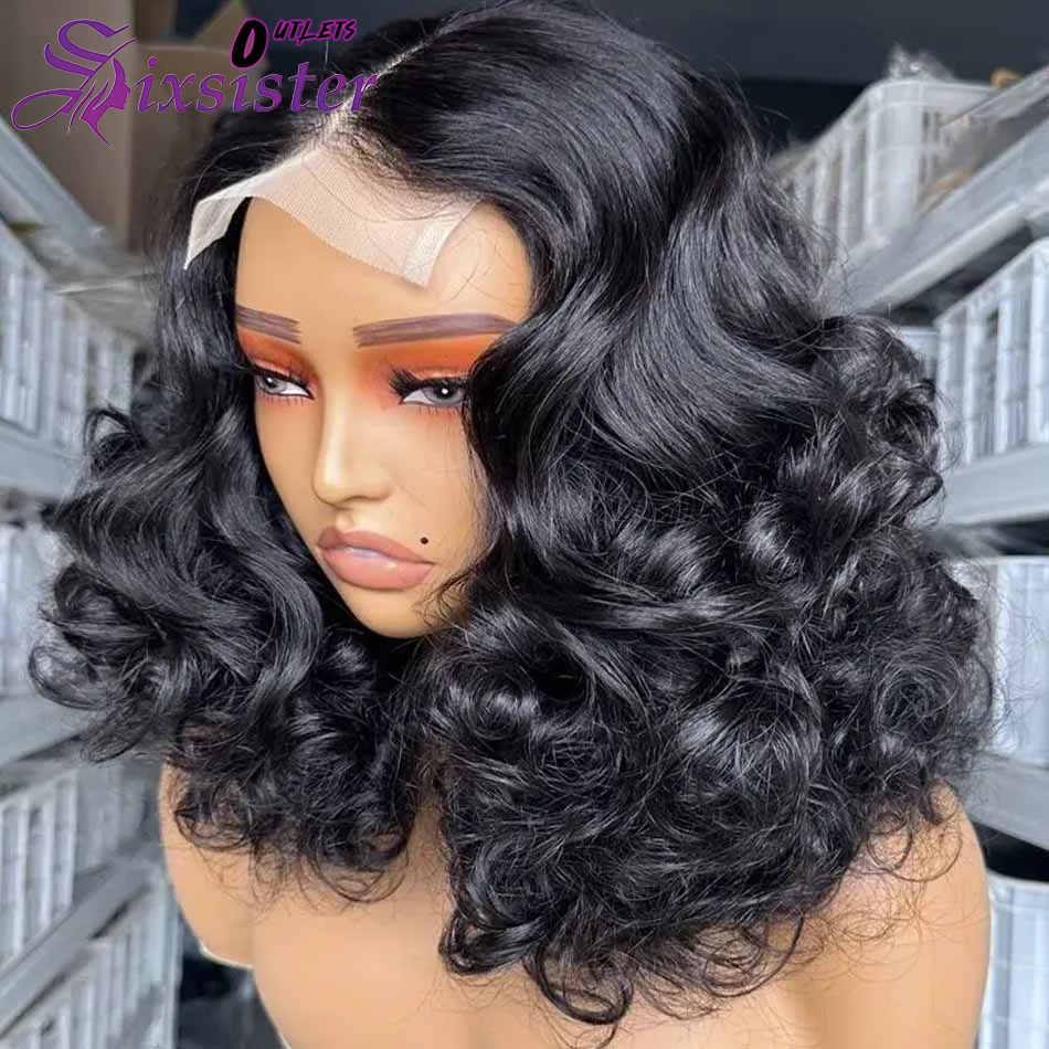

Body Wave Short Bob Wig 100% Brazilian Human Hair Wavy 13x4 Lace Frontal Wig 4x4 Closure Wig Natural 200% Density Short Bob Wig