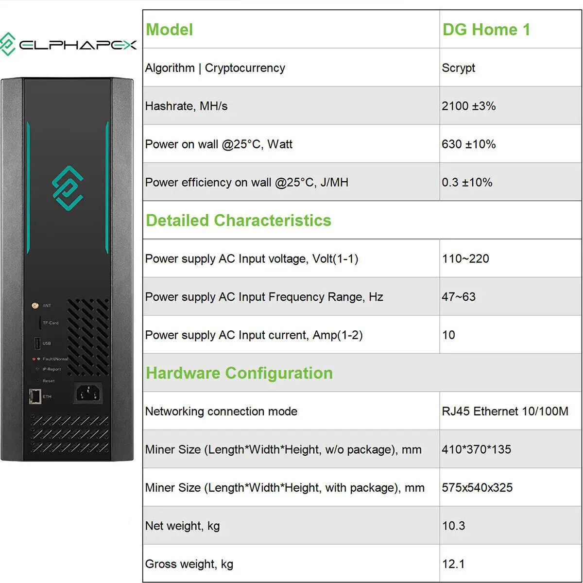 

TT BUY NOW New DG Home 1 - Jan Home ElphaPex Miner Hydro