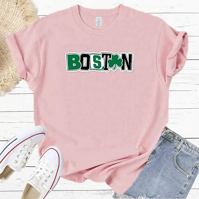 Boston America's Oldest And Most Cultural City Summer Fashion Sports Women's T-Shirt Harajuku Graphic Clothing Women's Top