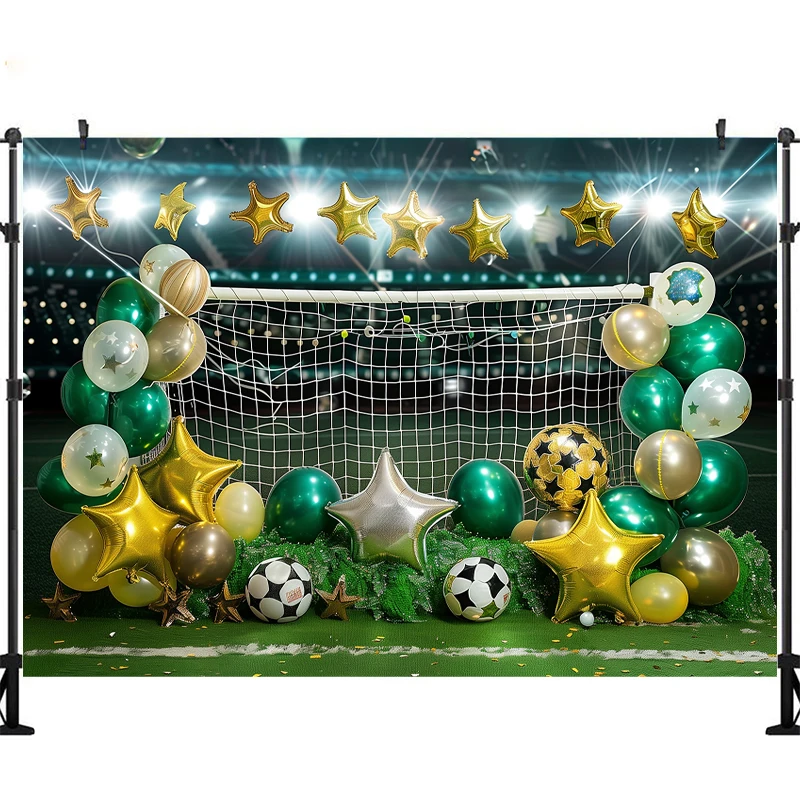 LS  Photography Background Sports Football Boys Birthday Party Balloons Cake Smash Portrait Decor Backdrop Photo Studio