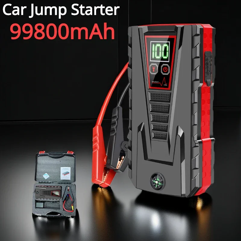 99800mAh Portable Car Jump Starter Peak 5000A Power Bank Charger 12V Auto Starting Device Petrol Diesel Car Emergency Battery