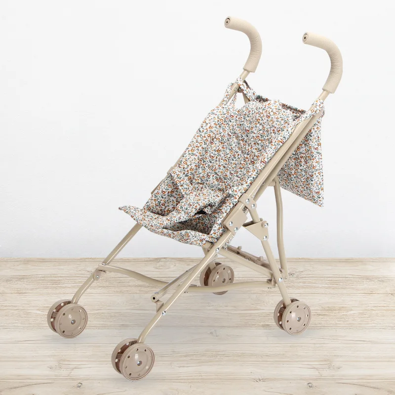 Floraler Puppenwagen für Puppen, zusammenklappbarer Puppenwagen, Kutsche mit Tasche, Puppenzubehör, Spielspielzeug, Haus, Jungen und Mädchen, Geburtstagsgeschenk – Detail 13