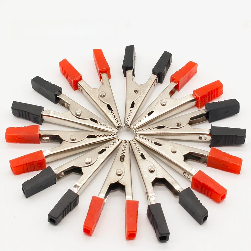 10szt 5cm czerwony + czarny NOWOŚĆ Narzędzie elektryczne Zaciski krokodylkowe Zacisk akumulatora Krokodyl Samochód Przyczepa kempingowa Van Akumulator Klipsy testowe 50mm — zdjęcie 2