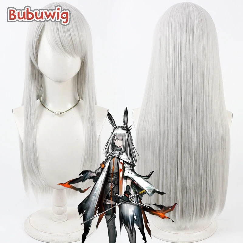 

Bubuwig Synthetic Hair FrostNova Cosplay Wigs Game Arknights FrostNova 60cm Long Straight Silver White Cos Wig Heat Resistant