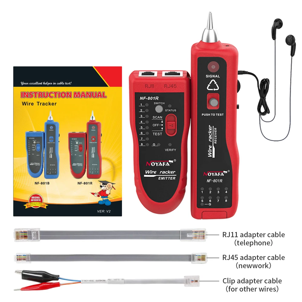 NOYAFA NF-801 Network Cable Tester RJ45 RJ11 Ethernet LAN Telephone Wire Tracer Line Finder With LED Lighting Withstand Voltage