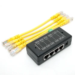 4 Ports Gigabit Passive PoE injector midspan Ethernet Adapter NO Power Adapter