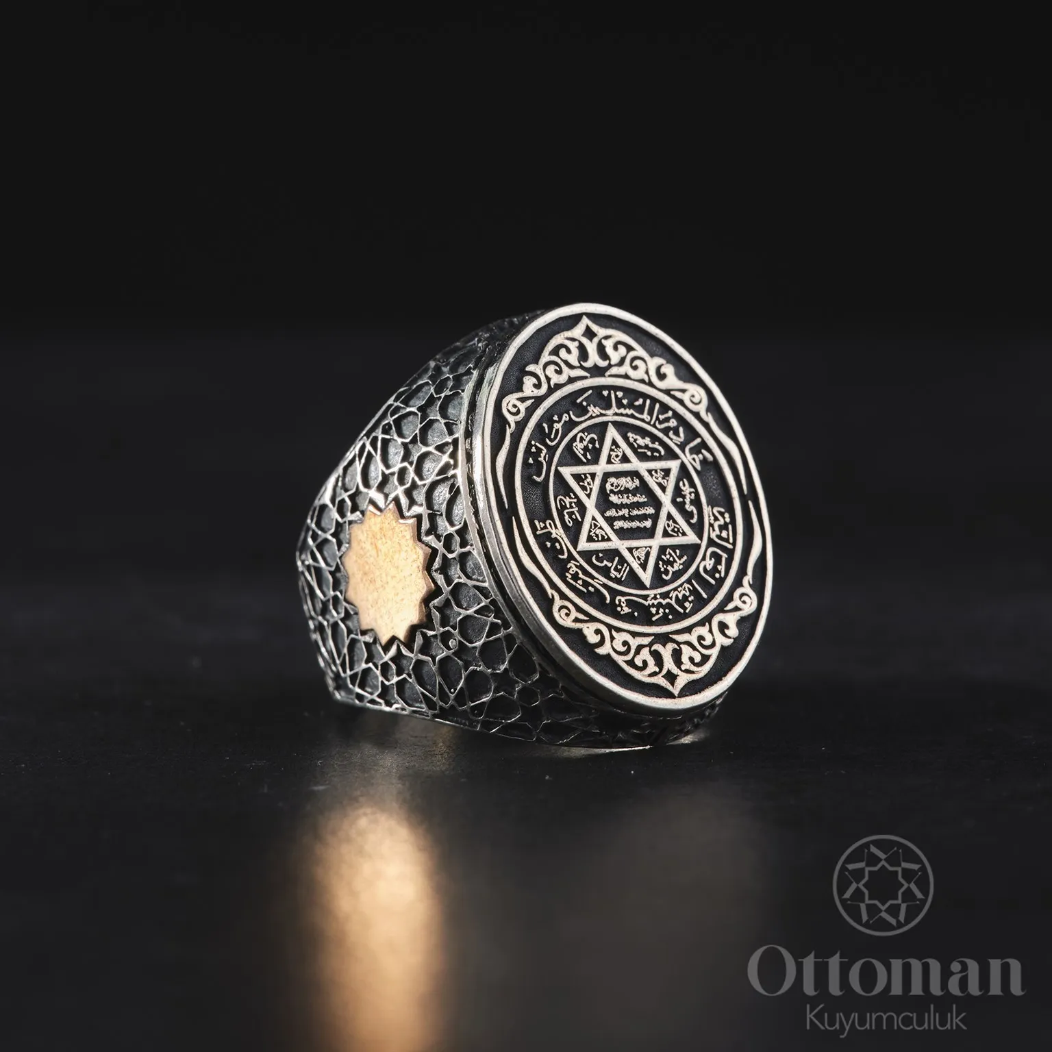 Seal Of Solomon Silver Mens Ring Adjustable Handmade Talisman Customizable Jewelry Gifts For Him Free Shipping