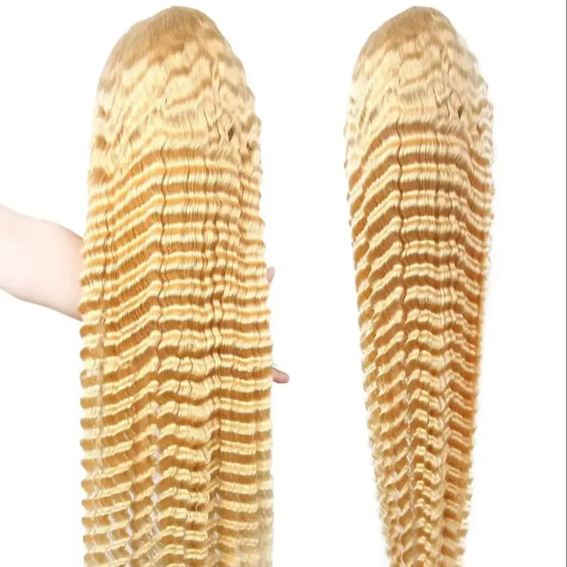 Peluca Frontal de encaje 613 HD, peluca de cabello humano Frontal de Color Remy transparente de onda profunda suelta 13x4, peluca de cabello humano rizado profundo Rubio 13x4