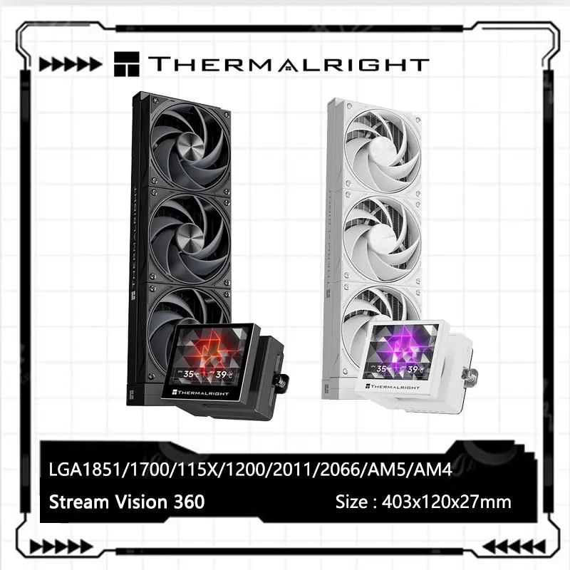 

Thermalright SV 360 Встроенный радиатор водяного охлаждения/магнитный/3,5-дюймовый ЖК-экран с разрешением 680x480/LGA1851/1700/115x/AM5/AM4