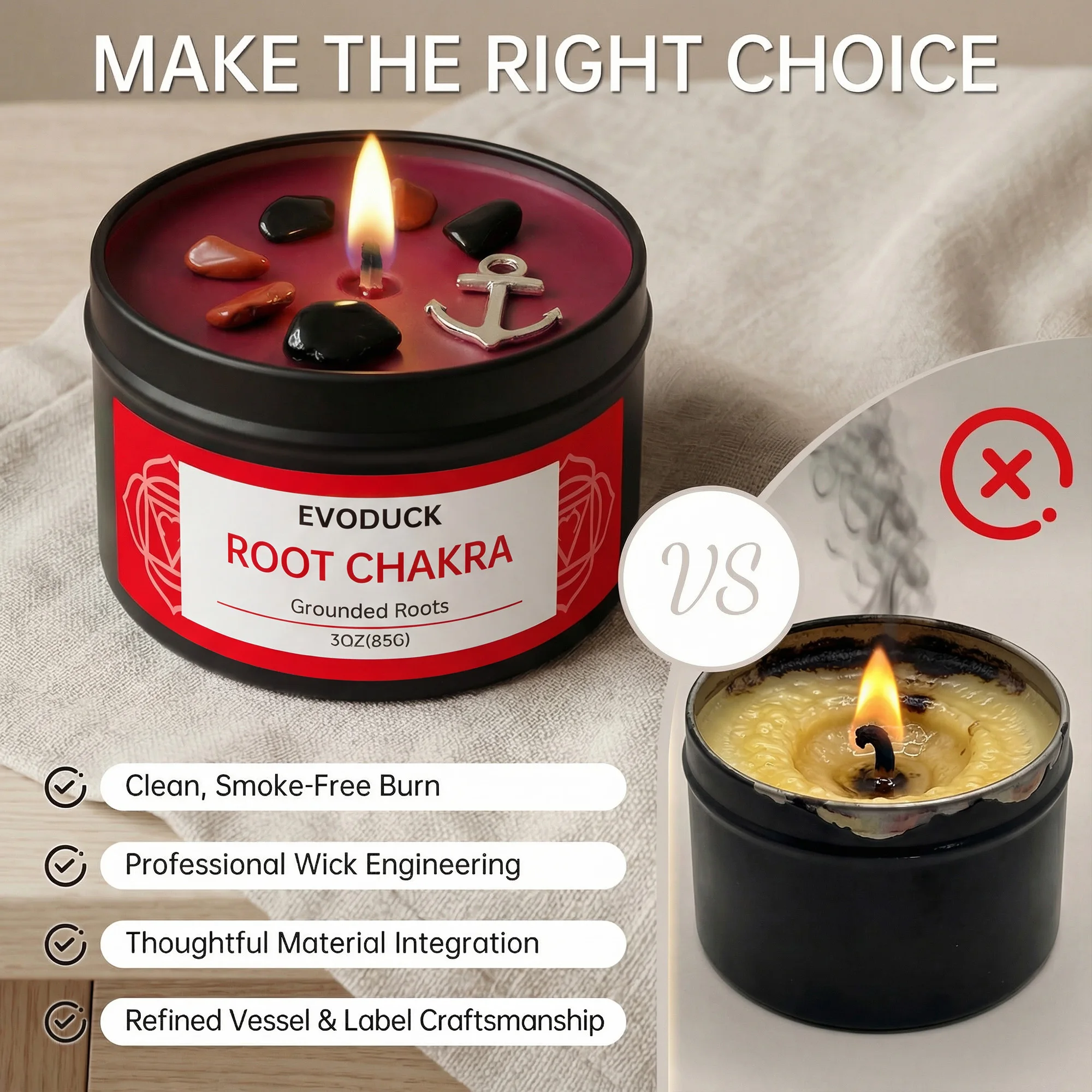 7 Chakra Scented Candle Set, 7 X 3oz Soy Wax Tin Candles with Real Crystals Metal Charms for Meditation Yoga Home Decor Gift Set