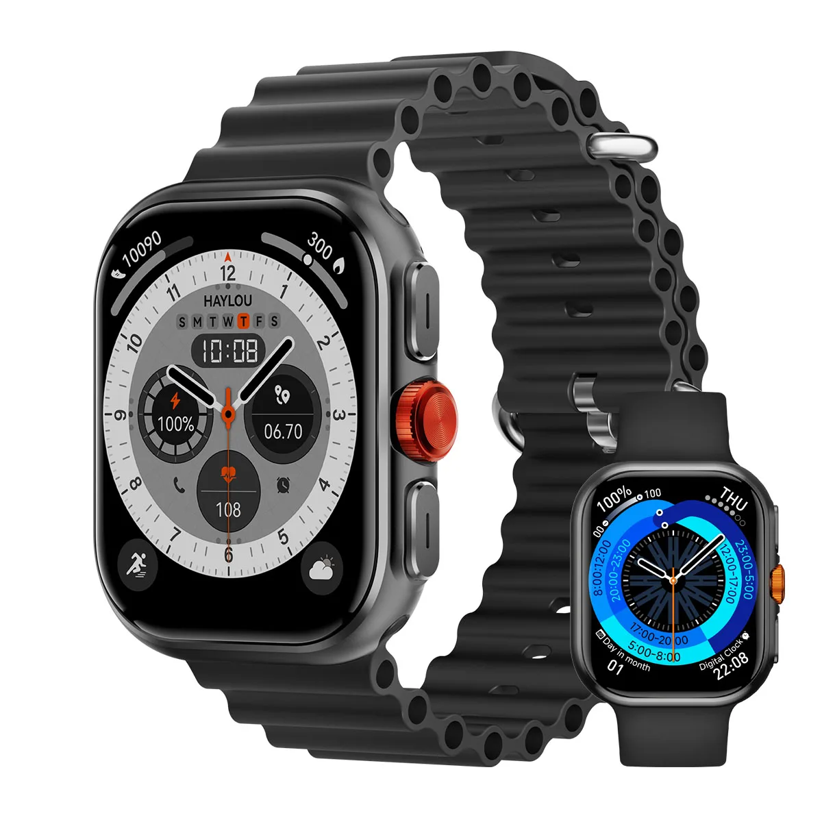 HAYLOU Velo smartwatch met een 1,96 inch AMOLED-scherm, Bluetooth-functie voor telefoongesprekken, meer dan 100 sportmodi, een batterijduur van 20 dagen, draadloos opladen en waterbestendigheid tot 1