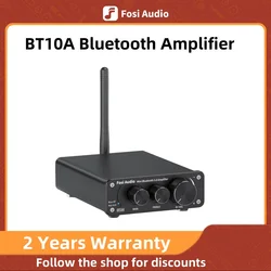 Fosi Audio Bluetooth 2 kanał mocy akustycznej wzmacniacz Stereo TPA3116D2 Mini HiFi cyfrowy wzmacniacz dla głośników 50W BT10A tonów wysokich i niskich