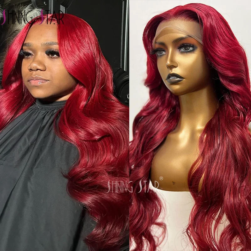 Burgundy 99J Body Wave 13x6 Hd Lace Frontal Human Hair Wig Transparent Lace Front Wigs For Women Brazilian Red Colored Remy Wig