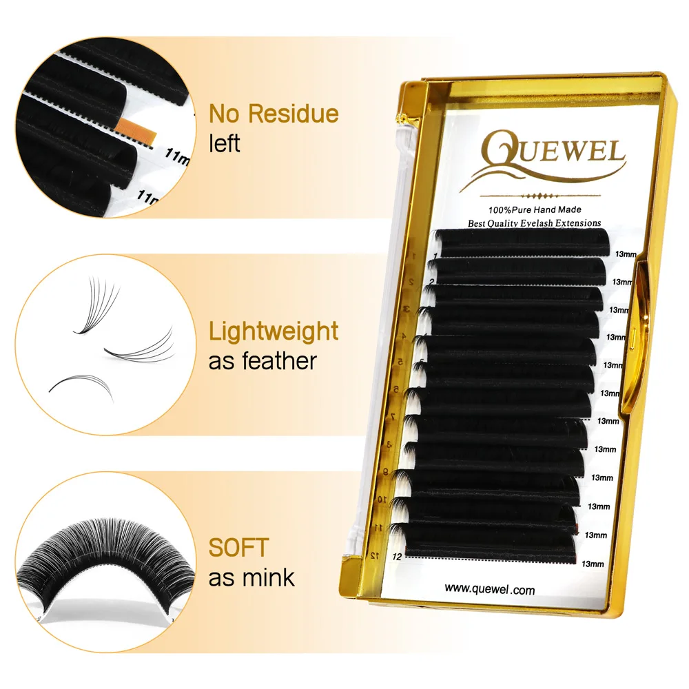 Quewel 5 Boxes Easy Fan Eyelashes Blooming Eyelash Extension Thick Faux Mink Volume Lash Fast Fans Silk Lashes Wholesale Makeup