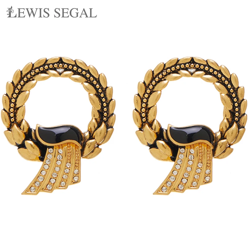 

LEWIS SEGAL Vintage circle Wheat Spike Earrings for Women Independent Girl Luxury Medieval Style Fine Jewelry 18K Gold Plated