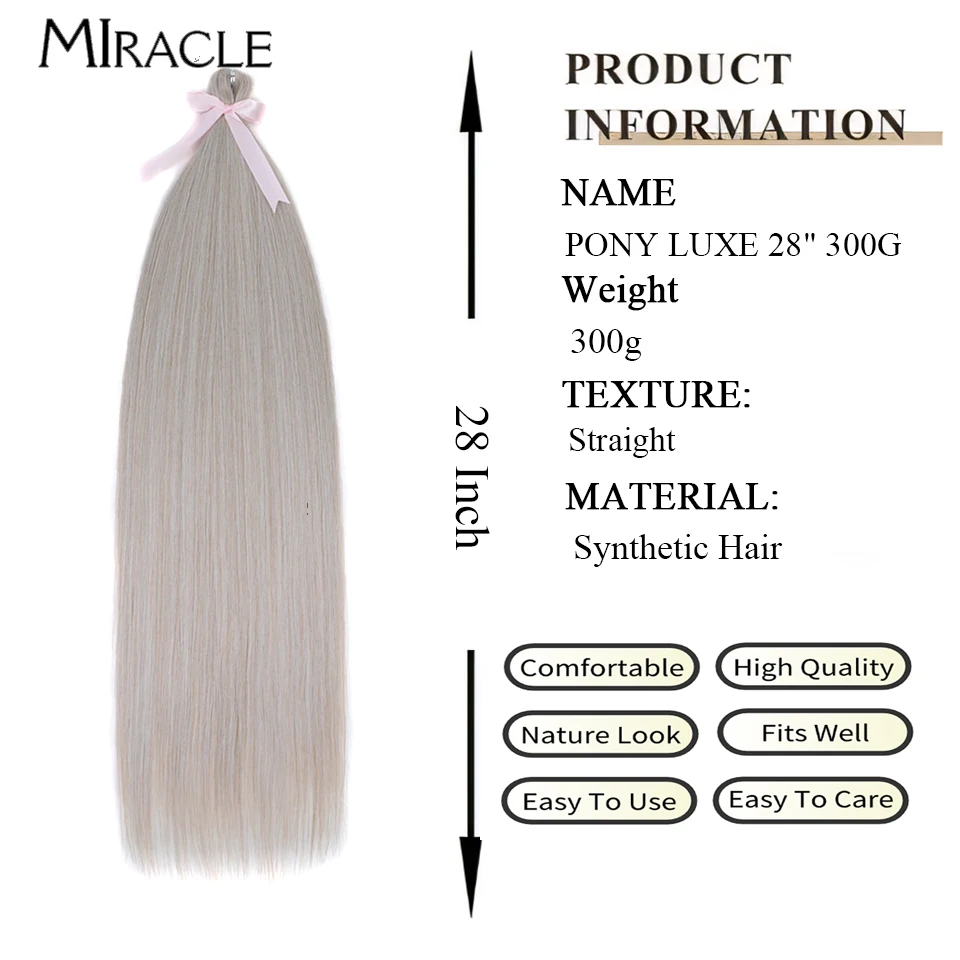 MIRACLE 28 Inch Braiding Hair Synthetic Crochet Hair Extensions For Women Colorful Soft Long Straight Hair Heat Resistant