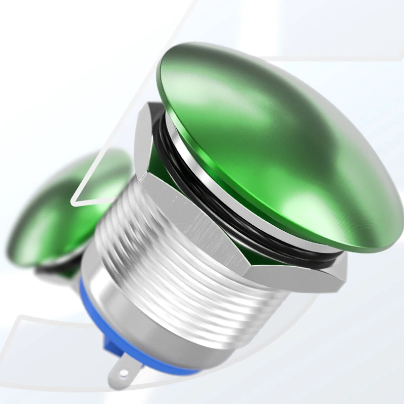 

16/19/22 мм кнопочный переключатель с грибовидной головкой, мгновенная кнопка IP65, водонепроницаемая винтовая/контактная клемма 12 В 24 В 110 В 250 В 5A SPST