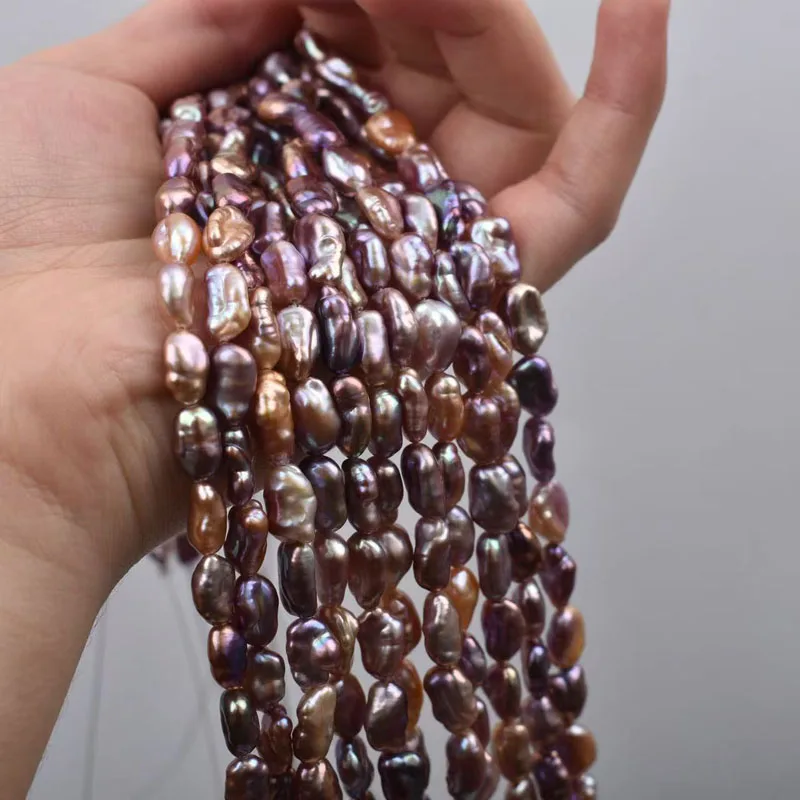 16 inches 7-10mm Natural Purple Vertical Drilled Baroque Keshi Pearls Loose Strand