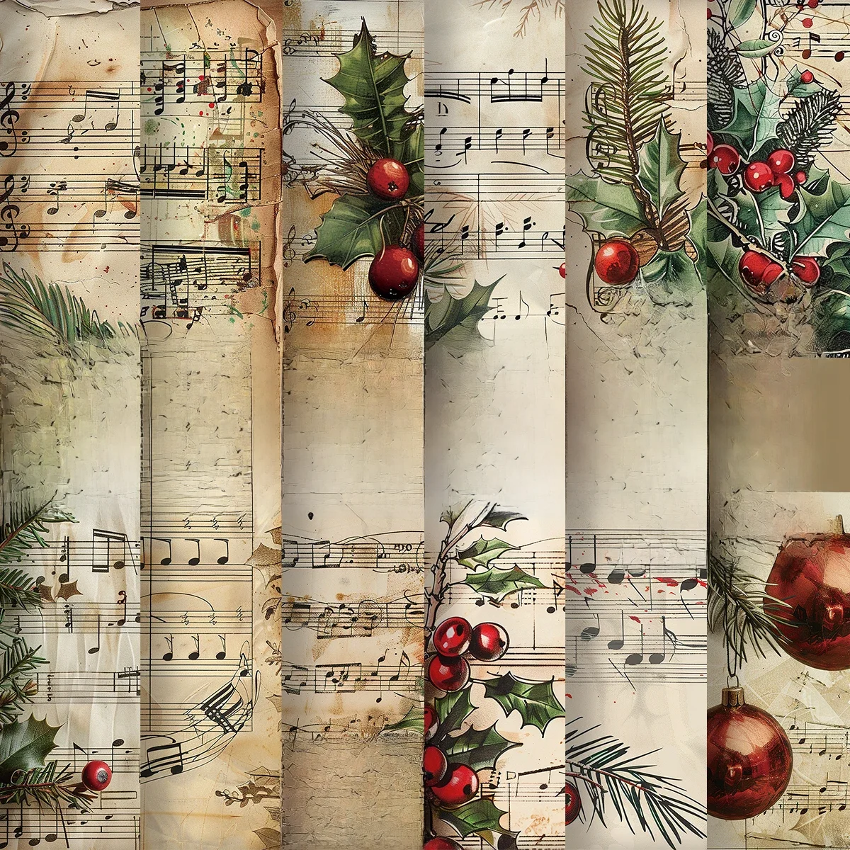Ensemble de feuilles de musique de noël Vintage, 12 pièces, papier pour Scrapbook, Kit de Collection de noël rétro, papier pour Journal indésirable, fabrication de cartes DIY
