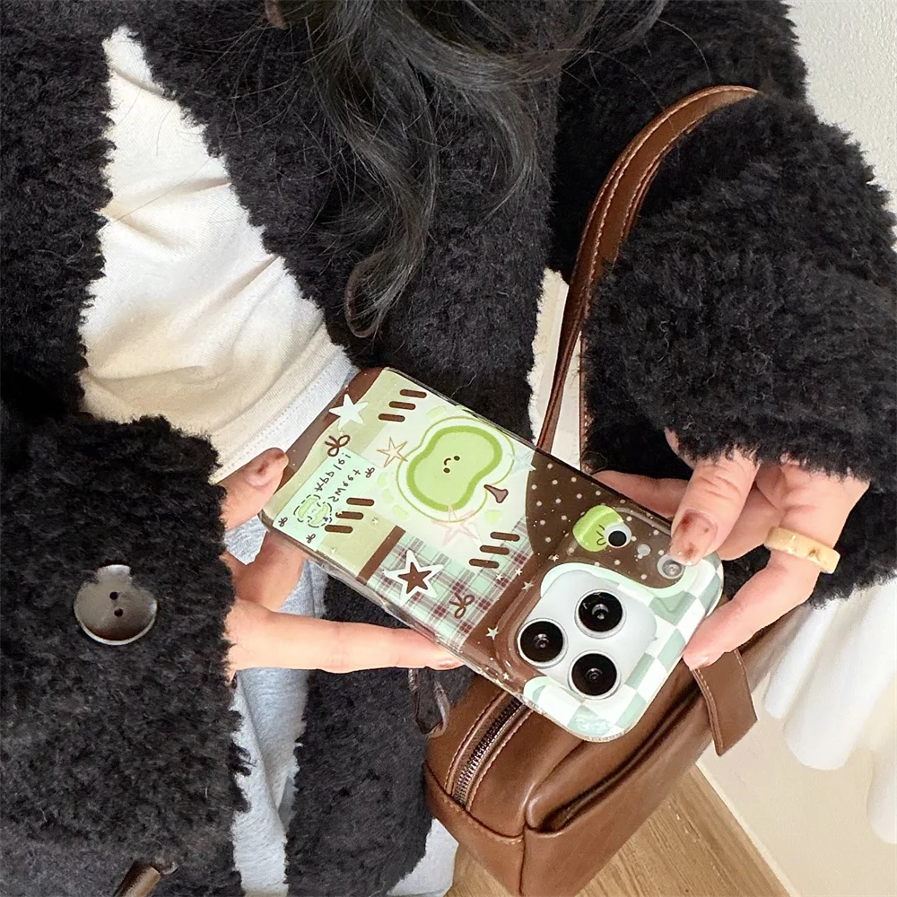 جديد إبداعي أخضر تفاح الربط بني مناسب IMD لهاتف iPhone 17 Pro Max/13/14/15/16 Pro Max حزمة كاملة إصدار مضاد للسقوط