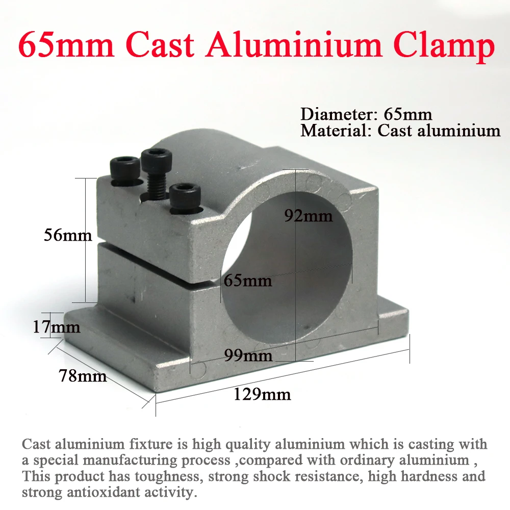 1PCS 65mm Clamp Spindle Motor Brackets for ER11 0.8kw/1.5kw Spindle Motor Milling Machine Spindle Clamp.