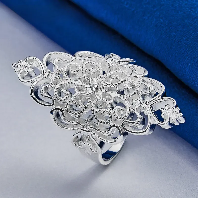 BAYTTLING 925 Sterling Silver 6/7/8/9/10 #   Pusty wzór pierścionek dla kobiet moda ślubna temperament biżuteria akcesoria — zdjęcie 2