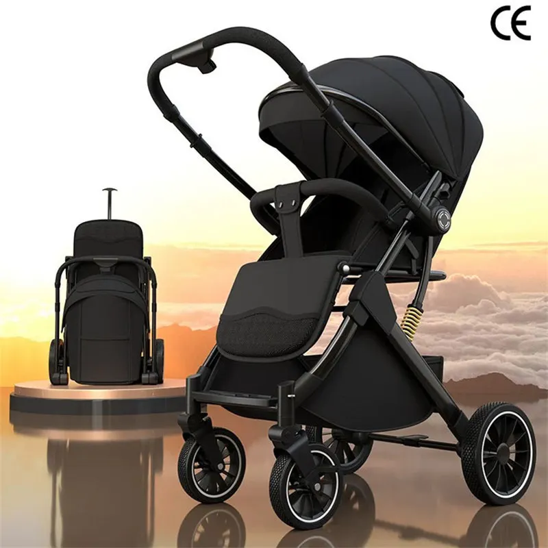 Luxury Baby Stroller Portable Travel Baby Carriage Folding Prams High Landscape Aluminum Frame Car Quick Fold for Newborn Baby