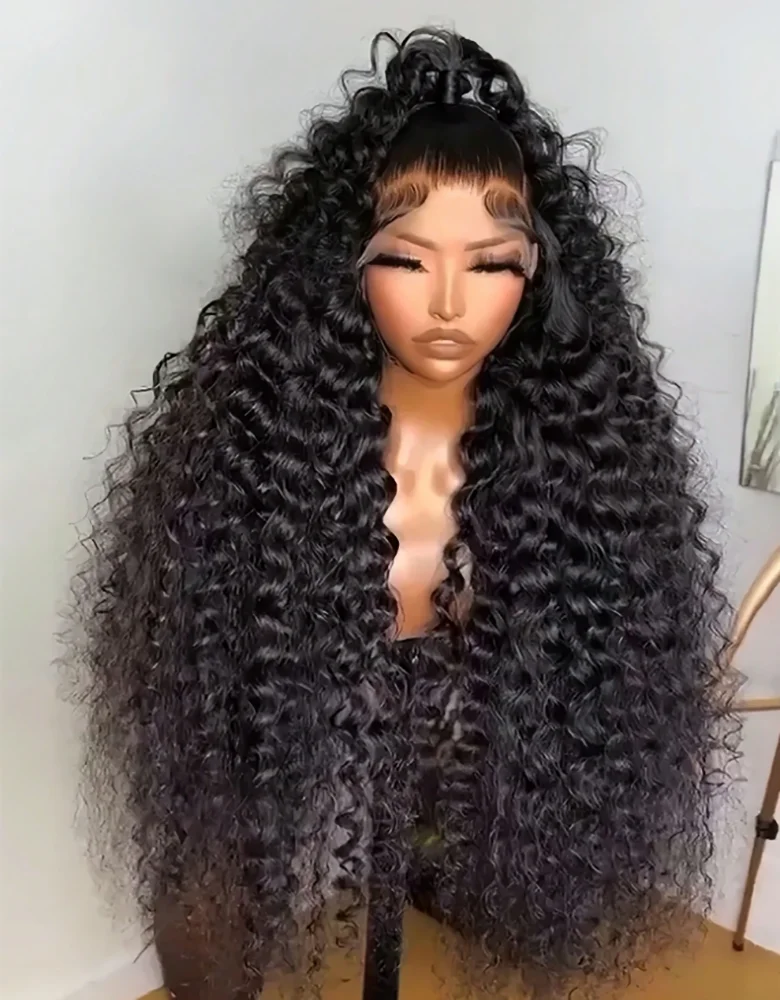 

40 Inch 200% Density 13x4 Wig Human Hair Deep Wave Pre Plucked With Baby Hair HD Transparent Lace Frontal Wig Natural Hairline