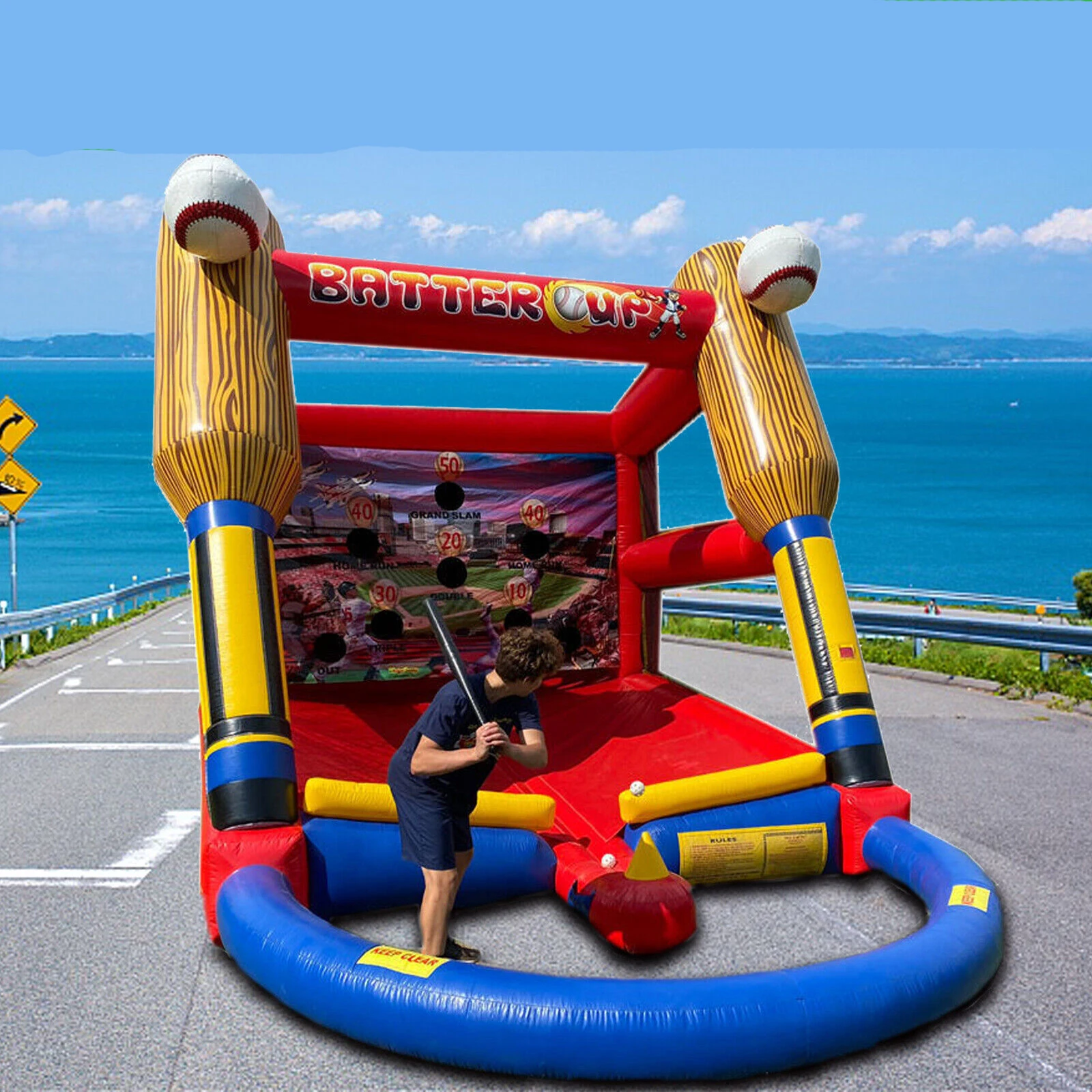 Commercial Inflatable Batter Up Baseball Game With Blower PVC Inflatable Baseball Games Carnival Outdoor Kids Part Game For Sale