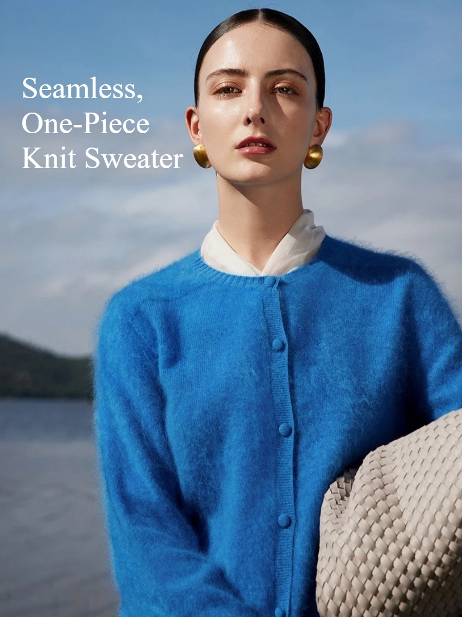 5% Silk 10% Cashmere 85% Wool Women Sweater Autumn Winter Cashmere Sweater O-Neck Soft Chic Knitted Warm Wool Cardigans Sweater