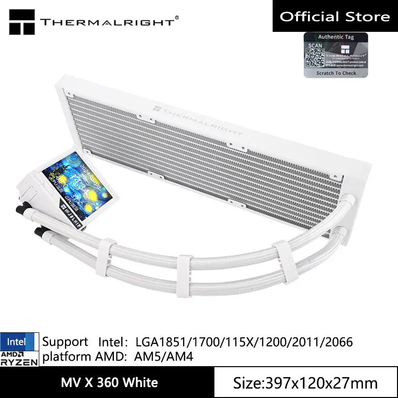

Thermalright MJOLNIR VISION X 360 Chassis water cooling radiator/3.5-inch magnetic LCD display/No fan/Support LGA1851/1700/AM5