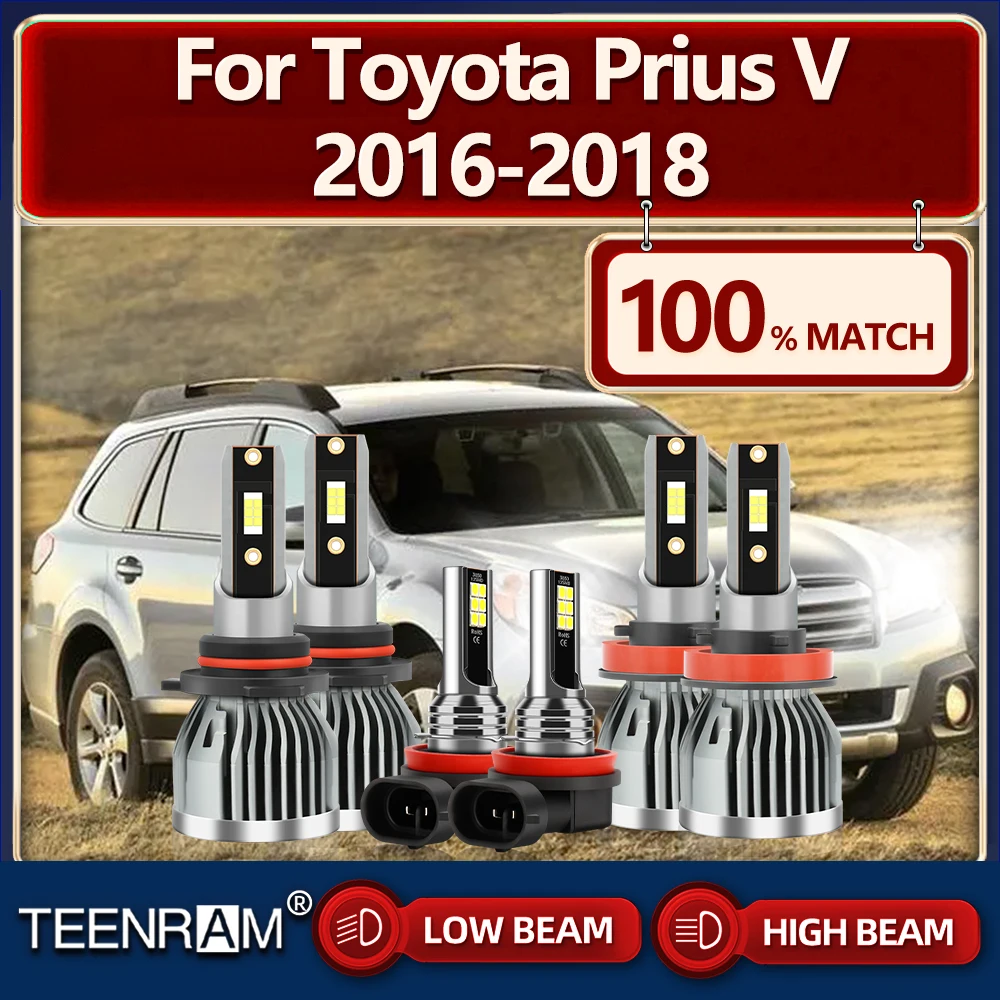 

LED Headlight Bulbs 60000LM Turbo Auto Headlamps 6000K White High Low Beam Fog Lights 12V For Toyota Prius V 2016 2017 2018