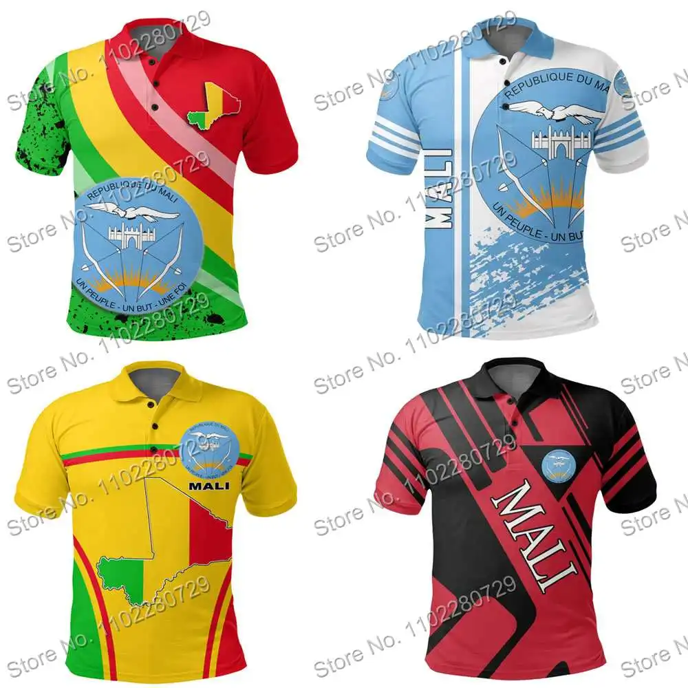 MALI National Casual Polo Shirts Men Fashion Short Jersey Clothing Business Clothes