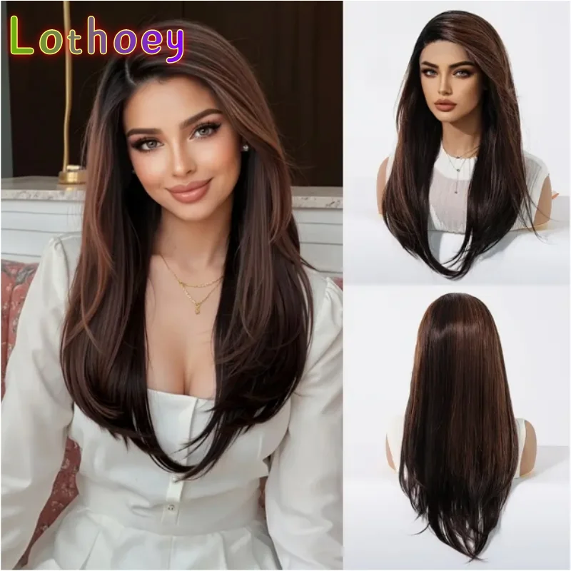 باروكة أمامية طويلة مستقيمة من الدانتيل، منطقة من الدانتيل، باروكات شعر بشري حقيقي تسليط الضوء على أسلوب أساسيات ناعمة للاستخدام اليومي للحفلات التنكرية