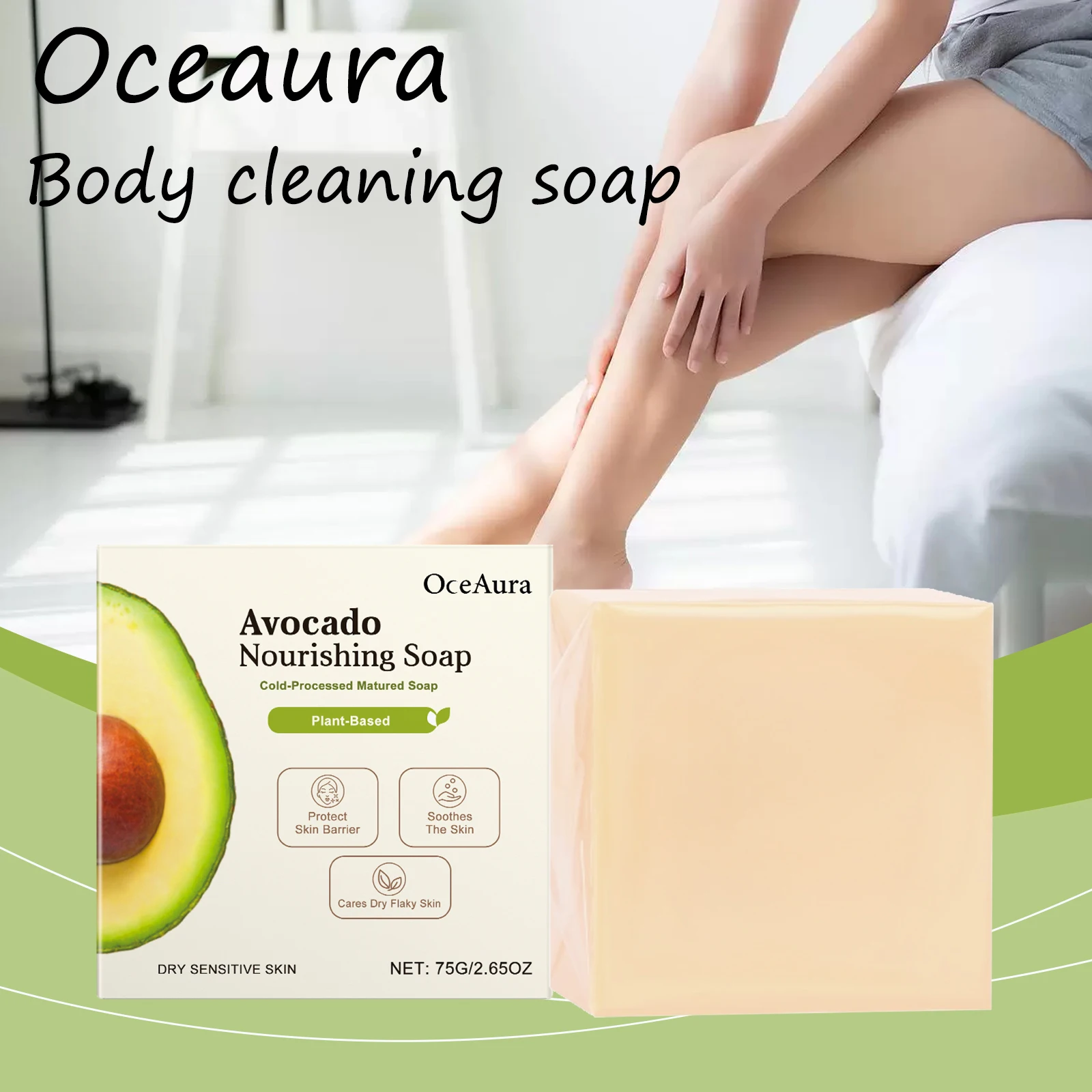 

Oceaura Avocado Body Cleaning Soap Rich Bubble Nourishing Skin Lasting Fresh Fragrance Smoothing Body Care Cleaning Soap