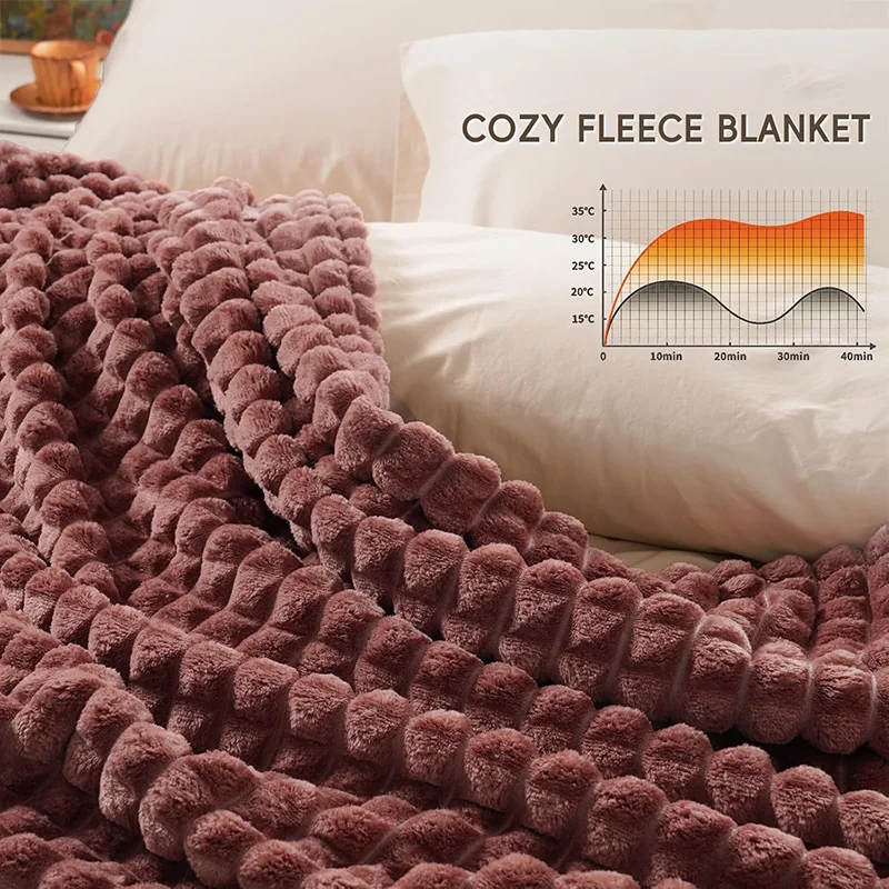 Koc dekoracyjny z polaru, żakardowy, różowy, miękki i przytulny koc na kanapę i łóżko dla kobiet, ciepły, puszysty koc z pluszu.