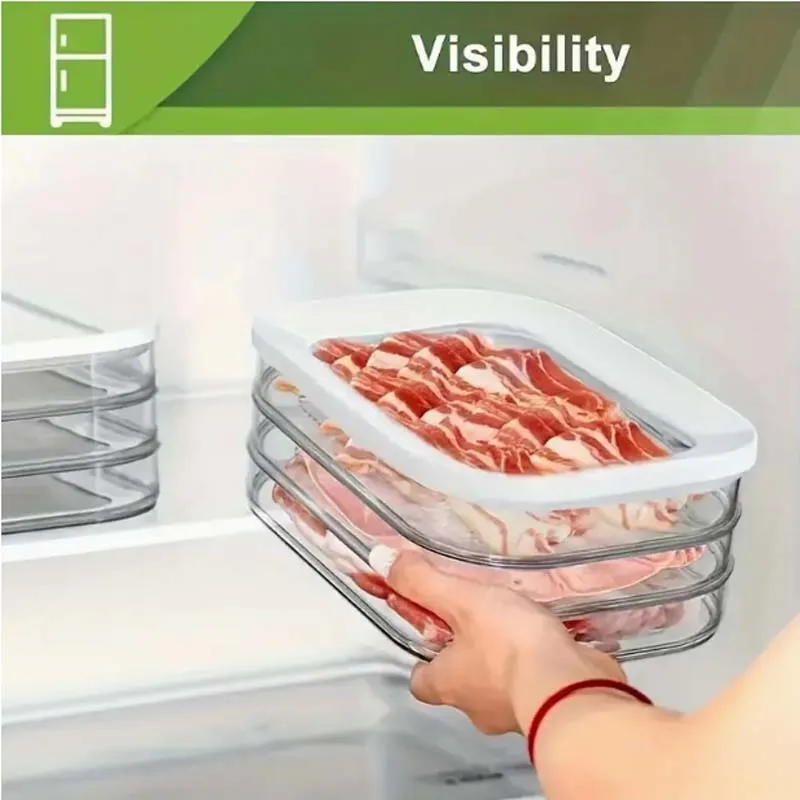 1-Piece Storage Container: 3-Layer PET Plastic Cold Plate Container Set, Leak-Proof And Reusable Food Sealing Box For Meat