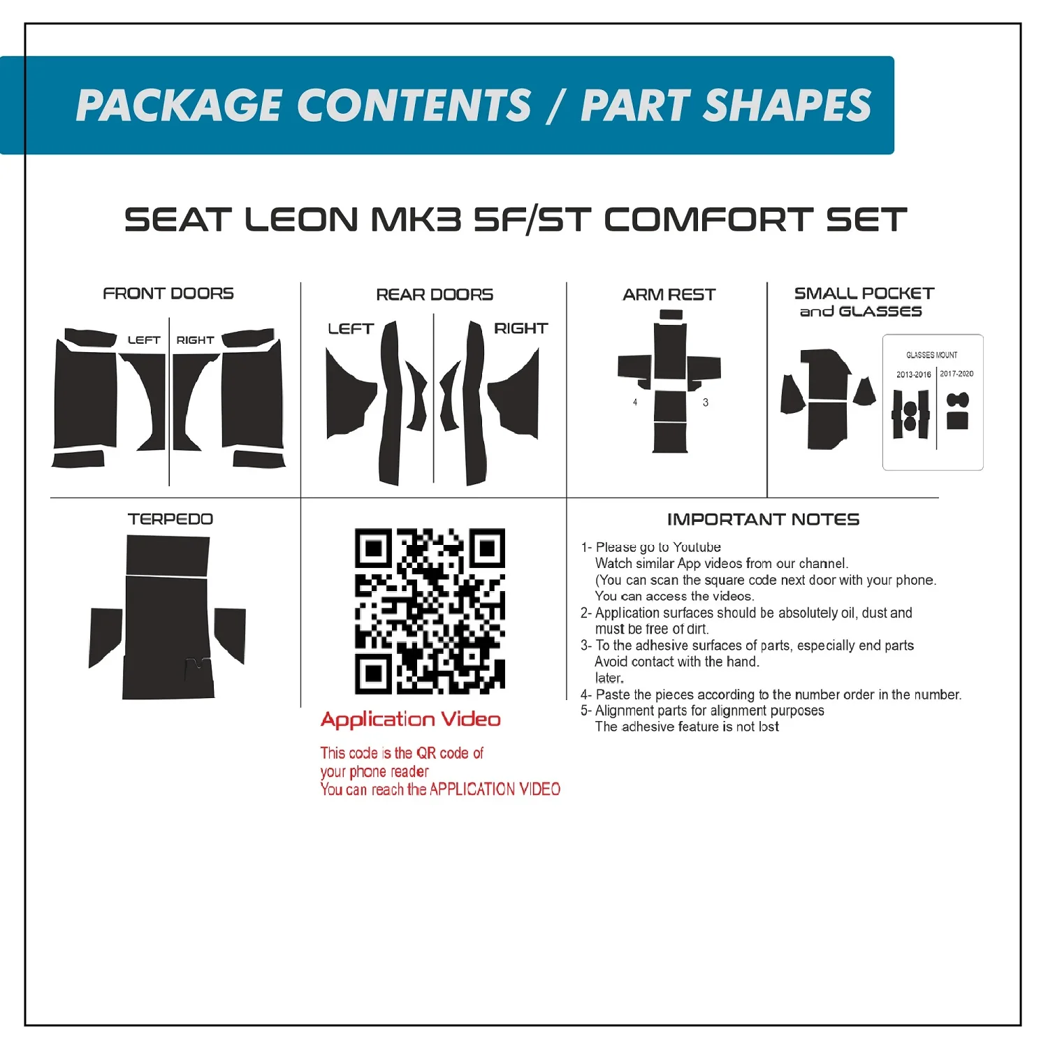 For Seat Leon MK3-MK3.5/5F(2013-2020&2014-2020)-Sound Deadening Fabric Coating Kit,Soundproofing&Acoustic for a Noise-Free Drive